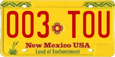 NM license plate 003TOU