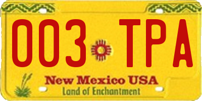 NM license plate 003TPA