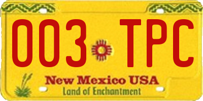 NM license plate 003TPC