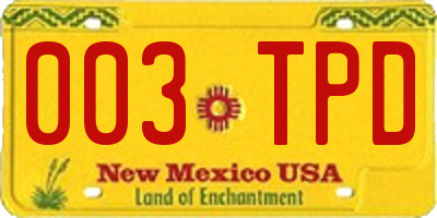 NM license plate 003TPD