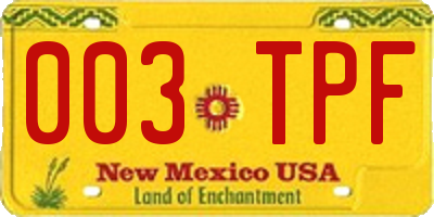 NM license plate 003TPF