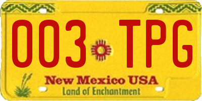 NM license plate 003TPG