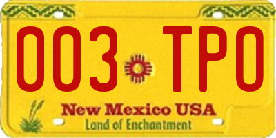 NM license plate 003TPO