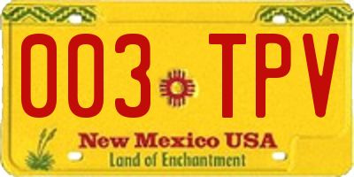 NM license plate 003TPV