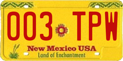 NM license plate 003TPW