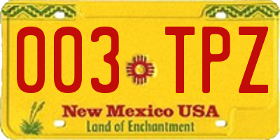 NM license plate 003TPZ