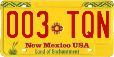 NM license plate 003TQN