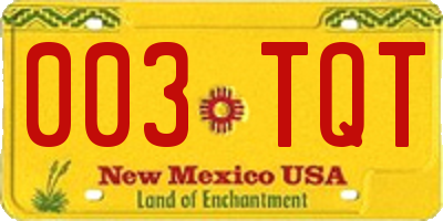 NM license plate 003TQT