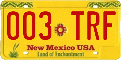 NM license plate 003TRF