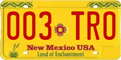 NM license plate 003TRO