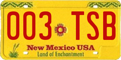 NM license plate 003TSB