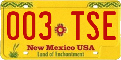 NM license plate 003TSE