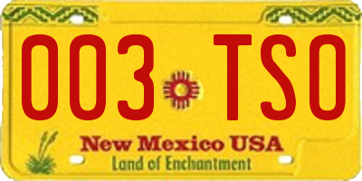 NM license plate 003TSO