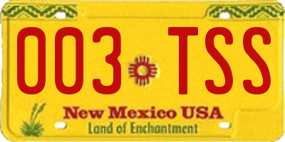 NM license plate 003TSS