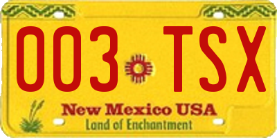 NM license plate 003TSX