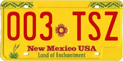 NM license plate 003TSZ