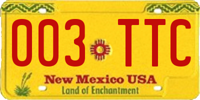 NM license plate 003TTC
