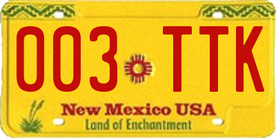 NM license plate 003TTK
