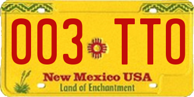 NM license plate 003TTO