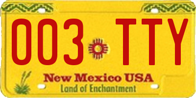 NM license plate 003TTY