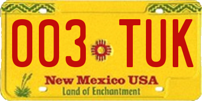 NM license plate 003TUK