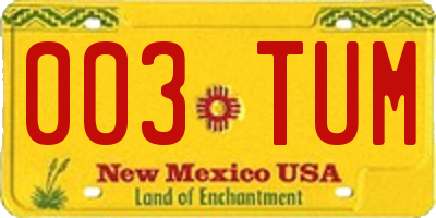 NM license plate 003TUM