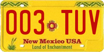 NM license plate 003TUV