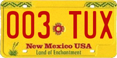 NM license plate 003TUX