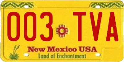 NM license plate 003TVA