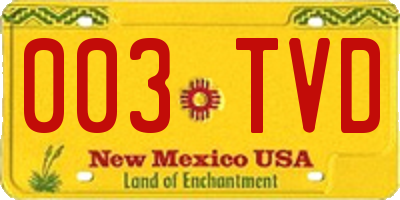 NM license plate 003TVD