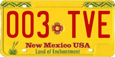 NM license plate 003TVE