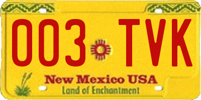 NM license plate 003TVK