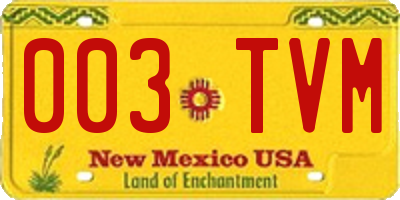 NM license plate 003TVM