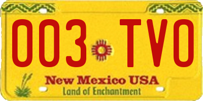 NM license plate 003TVO