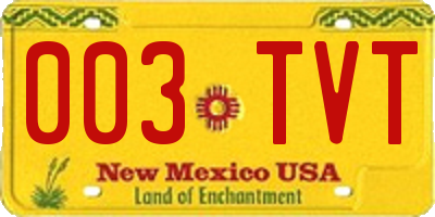 NM license plate 003TVT