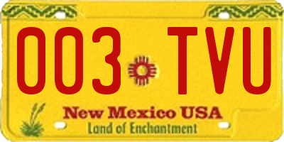NM license plate 003TVU