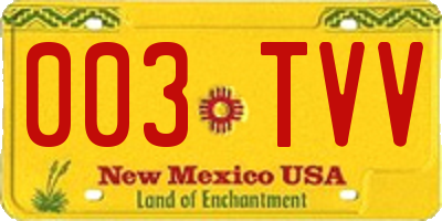 NM license plate 003TVV