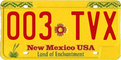 NM license plate 003TVX