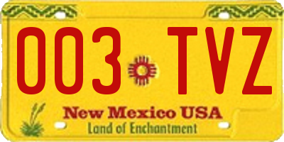 NM license plate 003TVZ