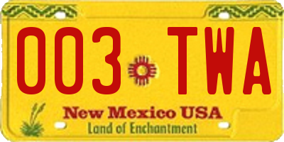 NM license plate 003TWA