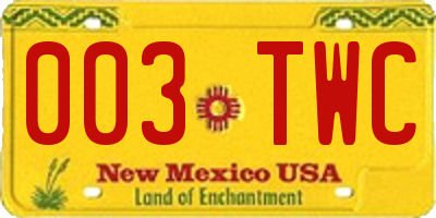 NM license plate 003TWC