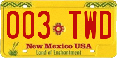 NM license plate 003TWD
