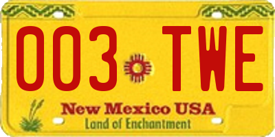NM license plate 003TWE