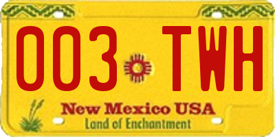 NM license plate 003TWH