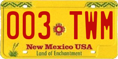 NM license plate 003TWM