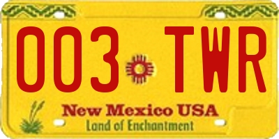 NM license plate 003TWR