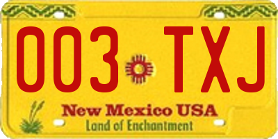 NM license plate 003TXJ