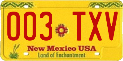 NM license plate 003TXV