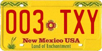 NM license plate 003TXY
