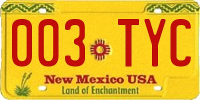 NM license plate 003TYC